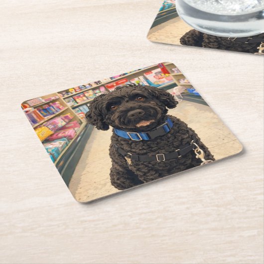 Portuguese Water Dogs Anime Anemi Paper Coasters Kartonnen Onderzetters (Schuin)