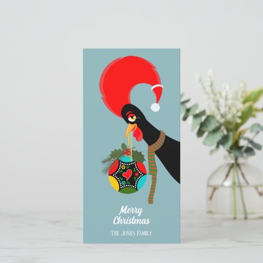 Portuguesehaan Kersthulstegel ornament Feestdagenkaart (Staand voorkant)