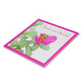 Portulaca met hommel op wit tegeltje (Zijkant)