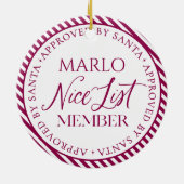 Portwijn Foto Santa's Leuke Lijst Lid Kerstmis Keramisch Ornament (Achterkant)