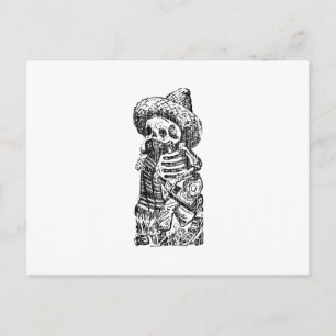 Posada Calavera met Mustache en Tequila Briefkaart