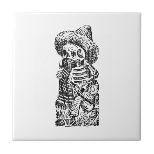 Posada Calavera met Mustache en Tequila Tegeltje (Voorkant)