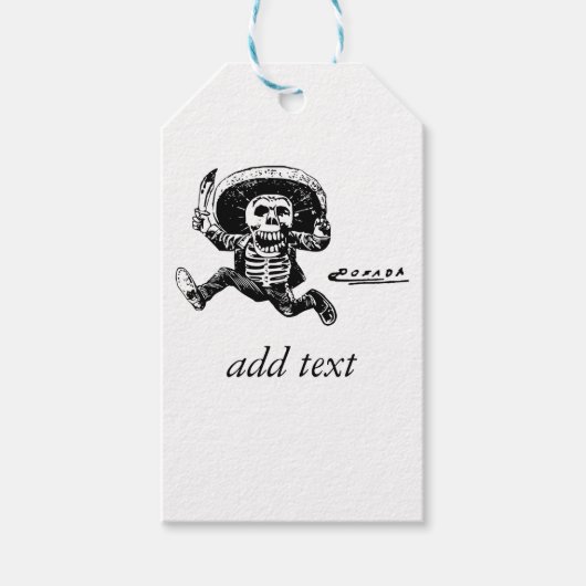 Posada Mexicaans Skeleton Mes Cadeaulabel (Voorkant)