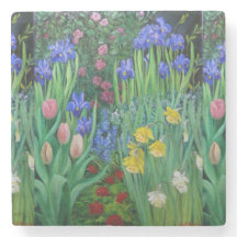 posavasos de cerámica con jardines y flores