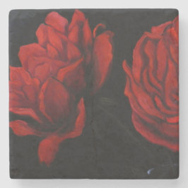Posavasos de piedra con rosas rojas stenen onderzetter