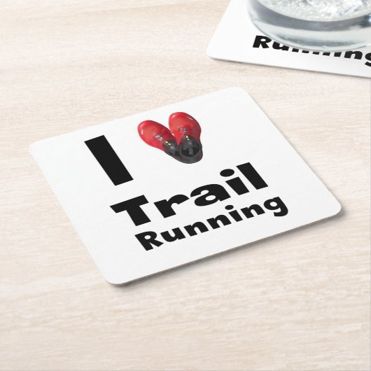 Posavasos "I love Trail Running" Kartonnen Onderzetters (Schuin)