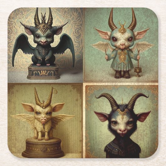 Posavasos personalizados originales Baphomet.  Kartonnen Onderzetters (Voorkant)
