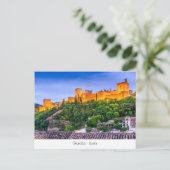 Poscard met Alhambra, Granada in Spanje. Briefkaart (Staand voorkant)