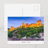 Poscard met Alhambra, Granada in Spanje. Briefkaart (Voorkant / Achterkant)