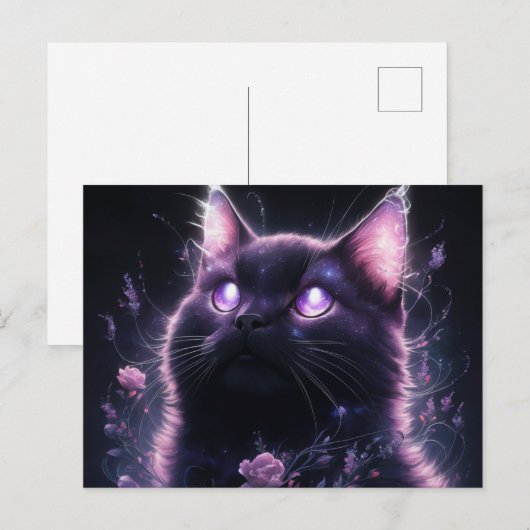 Poscards Chat Mauve 05 Briefkaart (Voorkant / Achterkant)