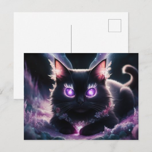 Poscards Chat Mauve 07 Briefkaart (Voorkant / Achterkant)