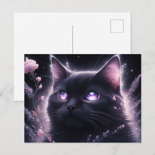 Poscards Chat Mauve Briefkaart (Voorkant / Achterkant)