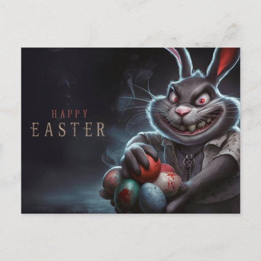 Poscards Happy Easter Lapin Oeuf Horror 02 Briefkaart (Voorkant)