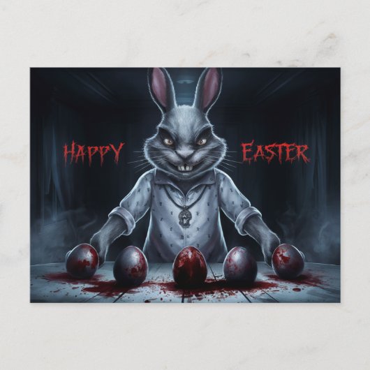 Poscards Happy Easter Lapin Oeuf Horror 03 Briefkaart (Voorkant)