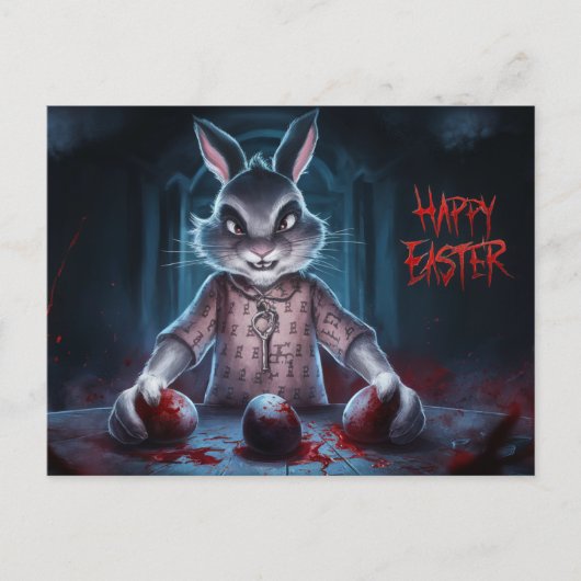 Poscards Happy Easter Lapin Oeuf Horror 05 Briefkaart (Voorkant)