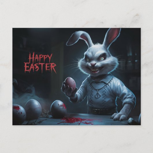 Poscards Happy Easter Lapin Oeuf Horror 10 Briefkaart (Voorkant)