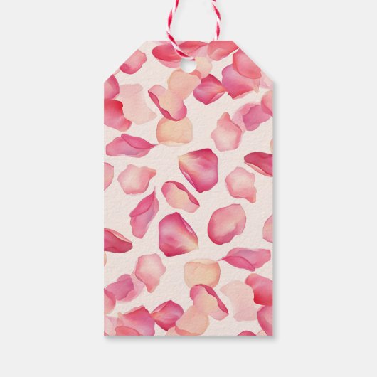 Pose Bloemenblaadjes en Prosecco Bruidsmeisjesfees Cadeaulabel (Achterkant)