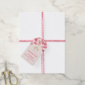 Pose Bloemenblaadjes en Prosecco Bruidsmeisjesfees Cadeaulabel (Met Touw)