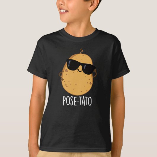Pose-tato Funny Potato Pun Dark BG T-shirt (Voorkant)