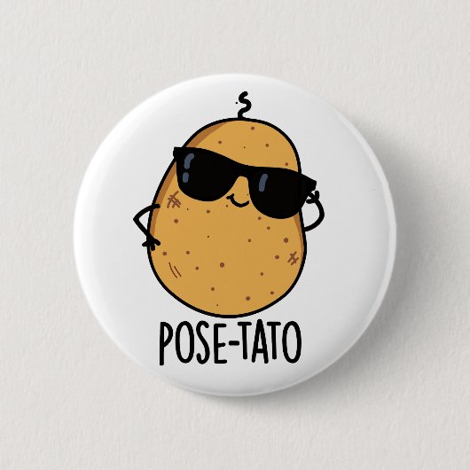 Pose-tato Funny Potato Pun Ronde Button 5,7 Cm (Voorkant)