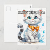 Poseerbare Kittie Kat Gelukkige Verjaardag Briefkaart (Voorkant / Achterkant)