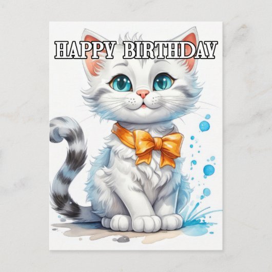 Poseerbare Kittie Kat Gelukkige Verjaardag Briefkaart (Voorkant)
