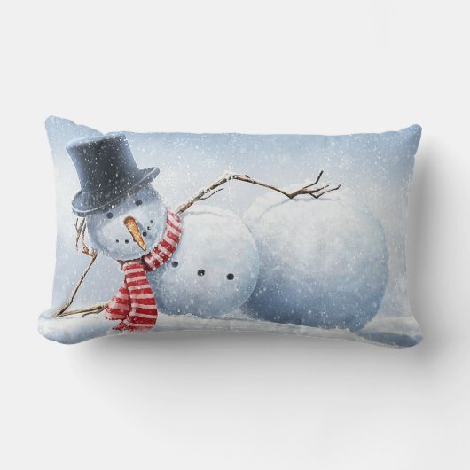 Poseerend Sneeuwmannen Lenden Kerstkussen Kussen (Voorkant)