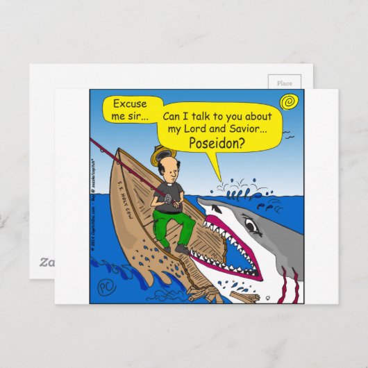 Poseidon cartoon briefkaart (Voorkant / Achterkant)
