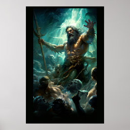 Poseidon die strijd aangaat met zombie zeemeerminn poster