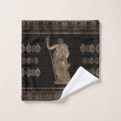 Poseidon en de Griekse Meander Ornament Bad Handdoek (Wasdoekje)