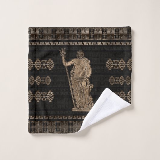 Poseidon en de Griekse Meander Ornament Bad Handdoek (Wasdoekje)