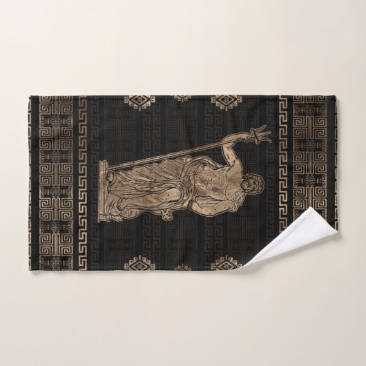 Poseidon en de Griekse Meander Ornament Bad Handdoek (Handdoek)