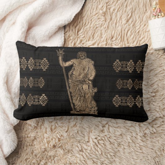 Poseidon en de Griekse Meander Ornament Kussen (Deken)