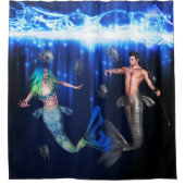 Poseidon En de Zeemeermin Douchegordijn (Voorkant)