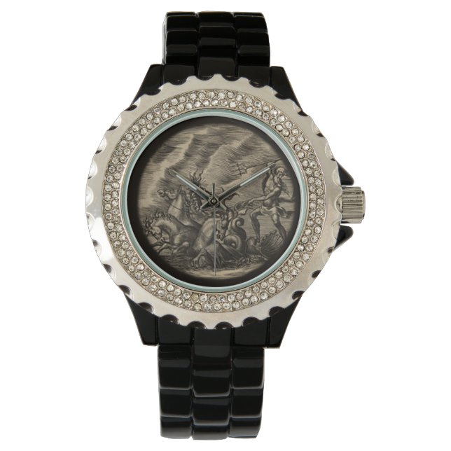 Poseidon En Zijn Zee Paard Gedreven Strijdwagen Horloge (Voorkant)