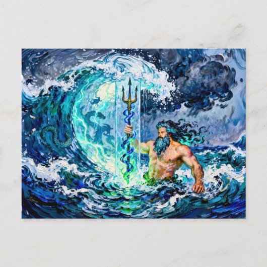 Poseidon God van de Zee Briefkaart (Voorkant)