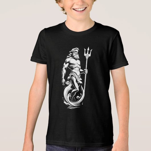 Poseidon God van de Zee Tri-Blend Shirt (Voorkant)