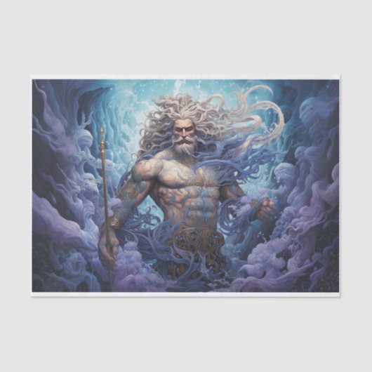 Poseidon Grieks God Onder Zee Decoupage Tissuepapier (Voorkant)