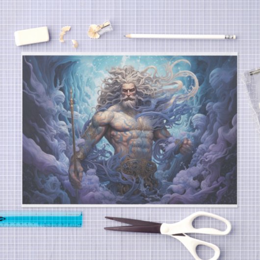 Poseidon Grieks God Onder Zee Decoupage Tissuepapier (Craft)