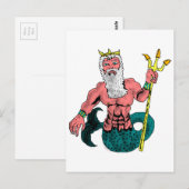 Poseidon, Grieks god van het Zee Holding Trident Briefkaart (Voorkant / Achterkant)