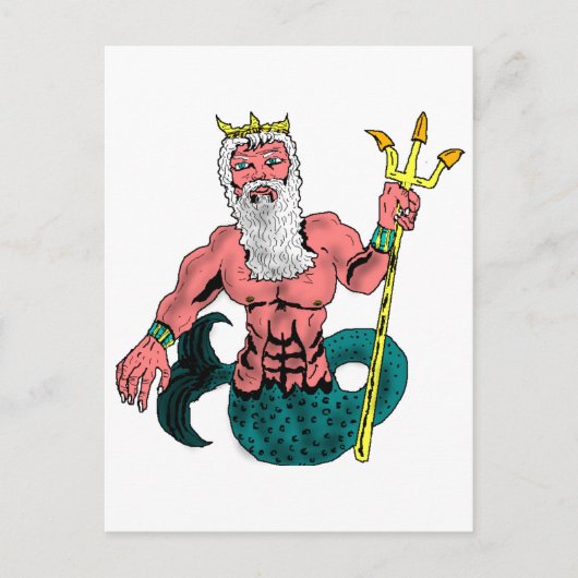 Poseidon, Grieks god van het Zee Holding Trident Briefkaart (Voorkant)