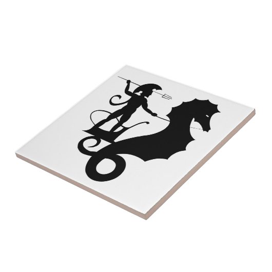 Poseidon, Grieks reliëf Tegeltje (Zijkant)