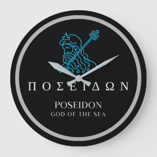 Poseidon Griekse God van het Zee Trident Design Grote Klok