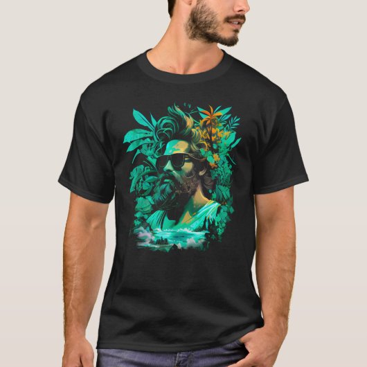 Poseidon Griekse mythologie Neptunus Beach T-shirt (Voorkant)