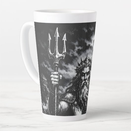 Poseidon — Heer van de Diepte door BurnsInHell Latte Mok (Linkerhoek)