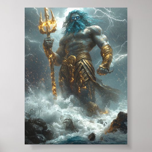Poseidon, Heer van het Diepe - Goddelijk Storm Poster (Voorkant)