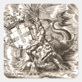 Poseidon in Zee Vierkante Sticker