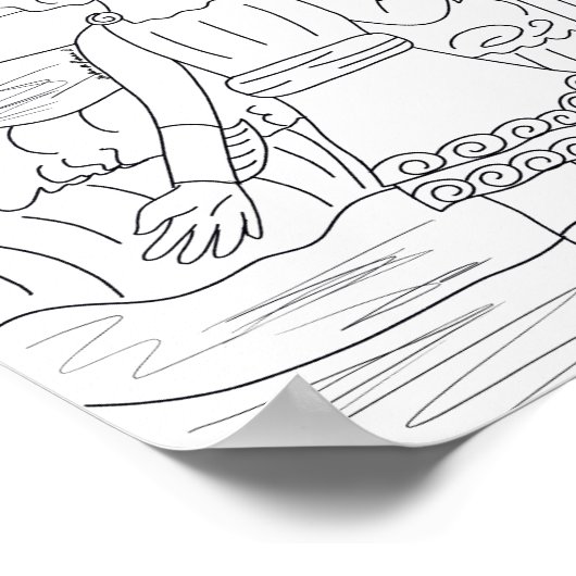 Poseidon kleurplaat afdrukken poster (Hoek)