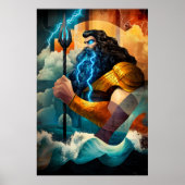 Poseidon - Kubistische minimalistische legende - G Poster (Voorkant)