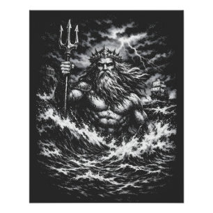 Poseidon — Lord of the Deep door BurnsInHell Perfect Poster